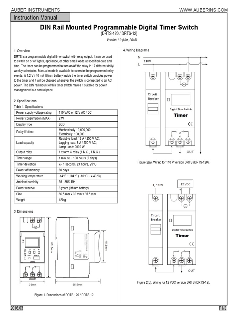DIN Rail Mounted Programmable Digital Timer Switch Instruction Manual