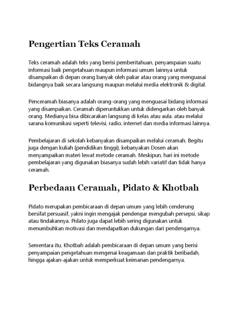 Struktur dan Kaidah Teks Ceramah | PDF