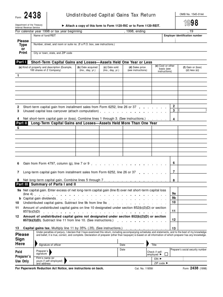 US Internal Revenue Service: f2438 - 1998 | PDF | Irs Tax Forms | Real ...