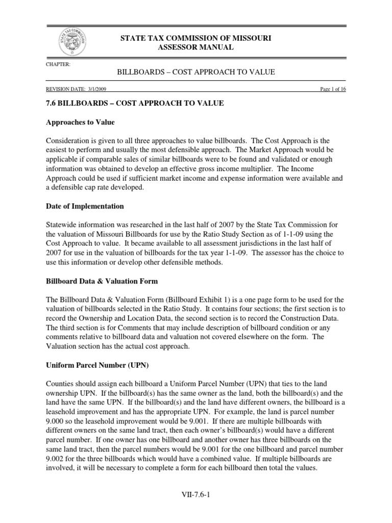 State Tax Commission of Missouri Assessor Manual | PDF | Real Estate ...