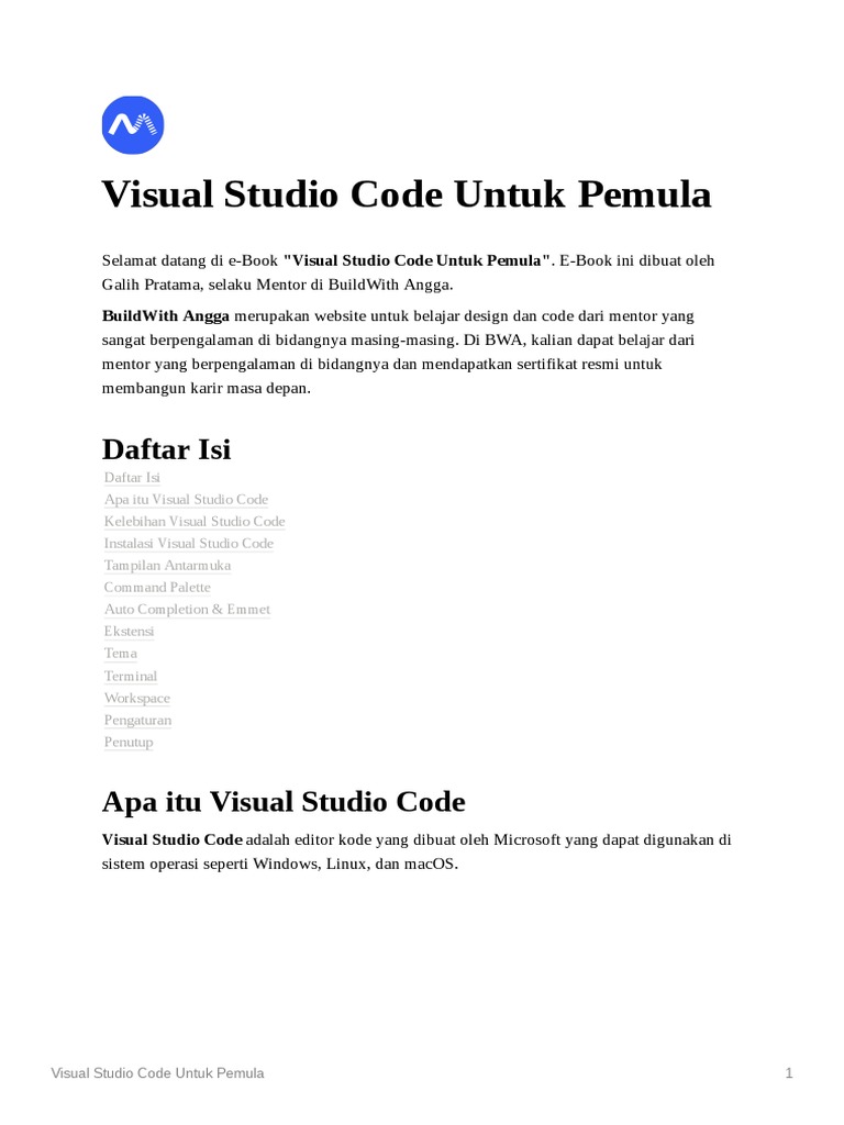 Visual Studio Code: Panduan Dasar untuk Pemula | PDF