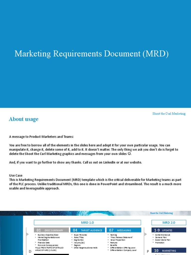 Marketing Requirements Document MRD Template PDF Target Audience