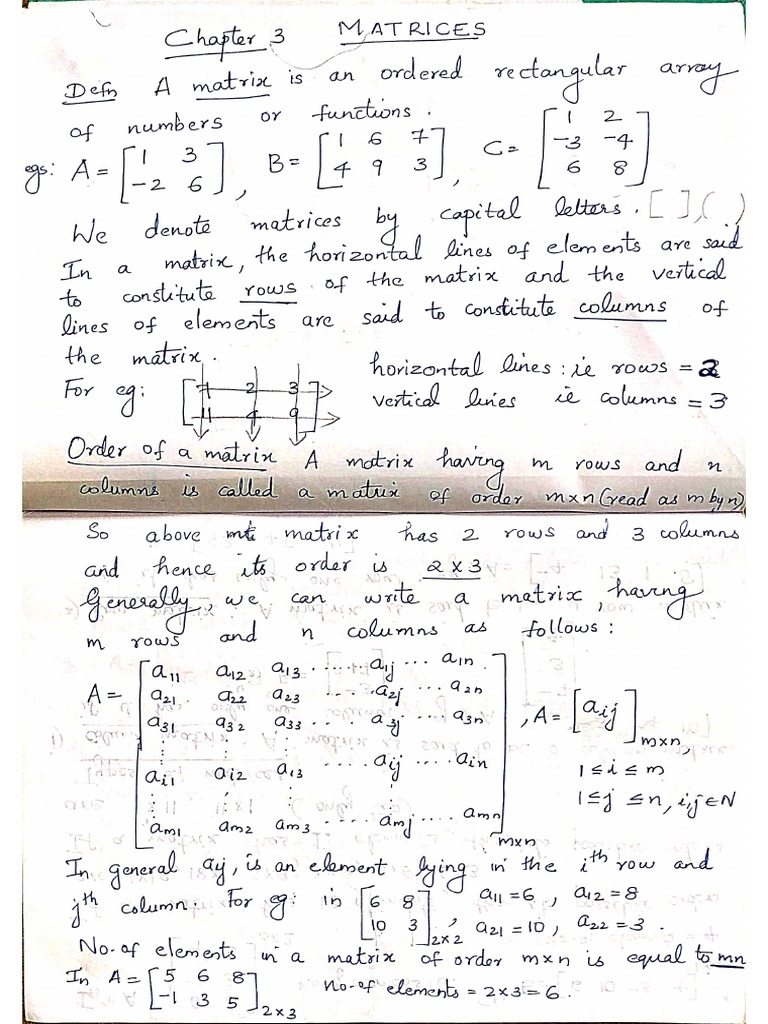 Notes of Matrices Part 1,2&3 | PDF