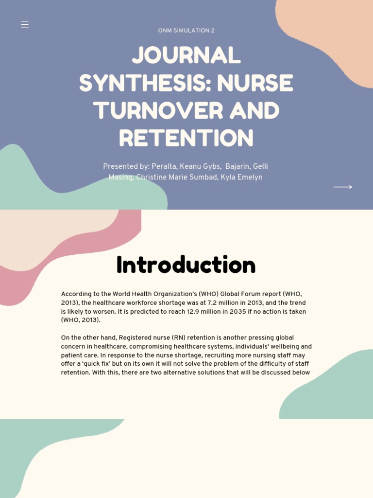 Journal Synthesis: Nurse Turnover and Retention | PDF
