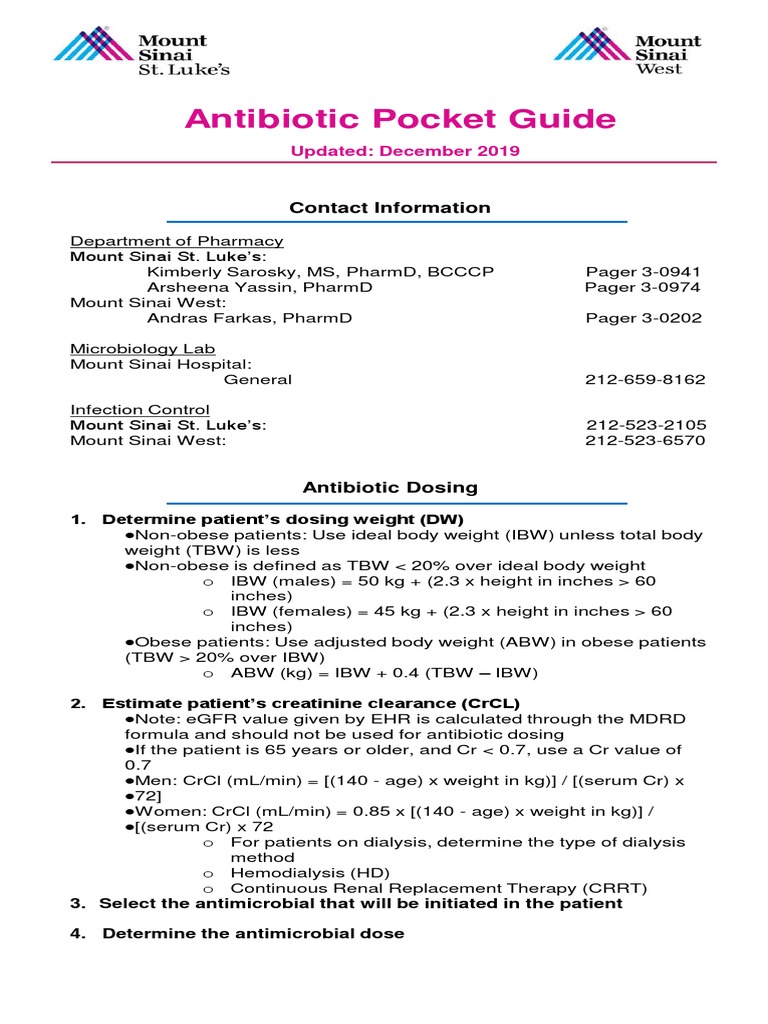 Antibiotic Pocket Guide PDF Pneumonia Influenza