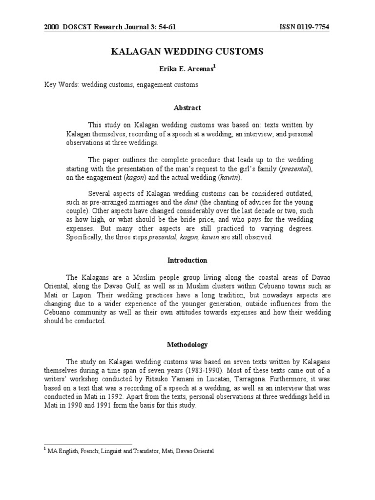 Kalagan Wedding Customs Explained | PDF | Wedding | Engagement