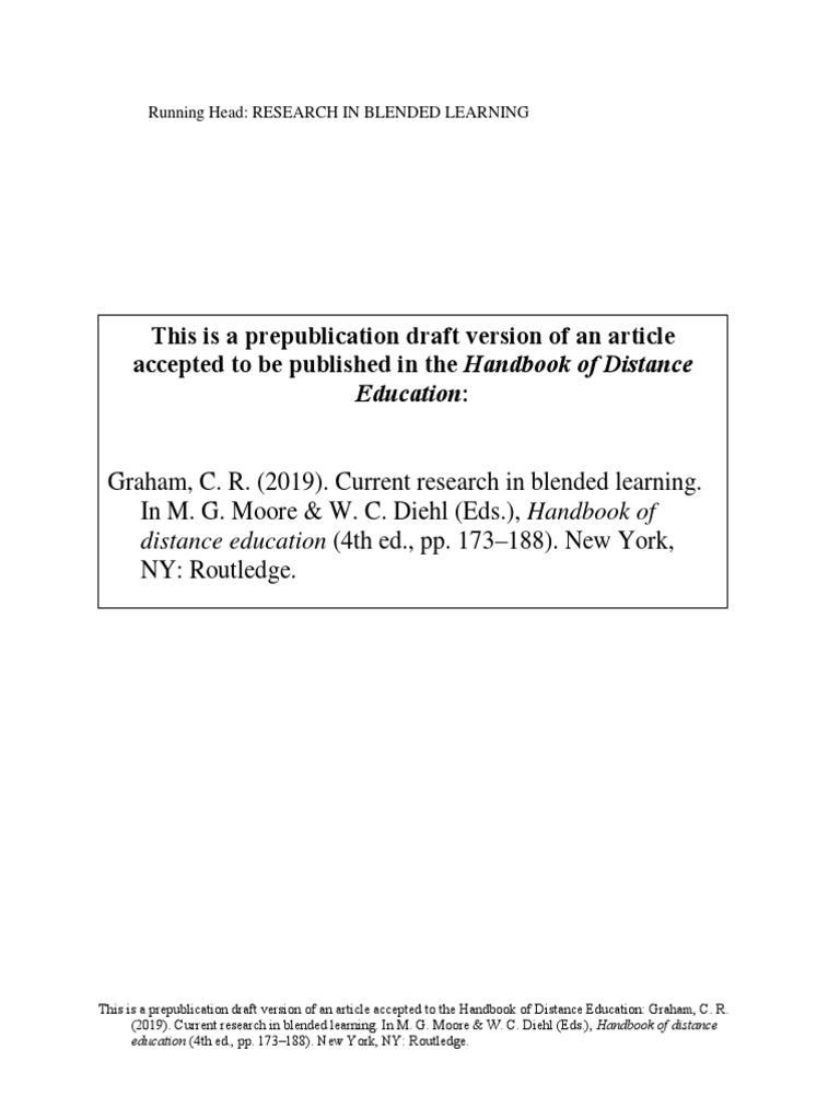 Current Research in Blended Learning | PDF | Educational Technology ...