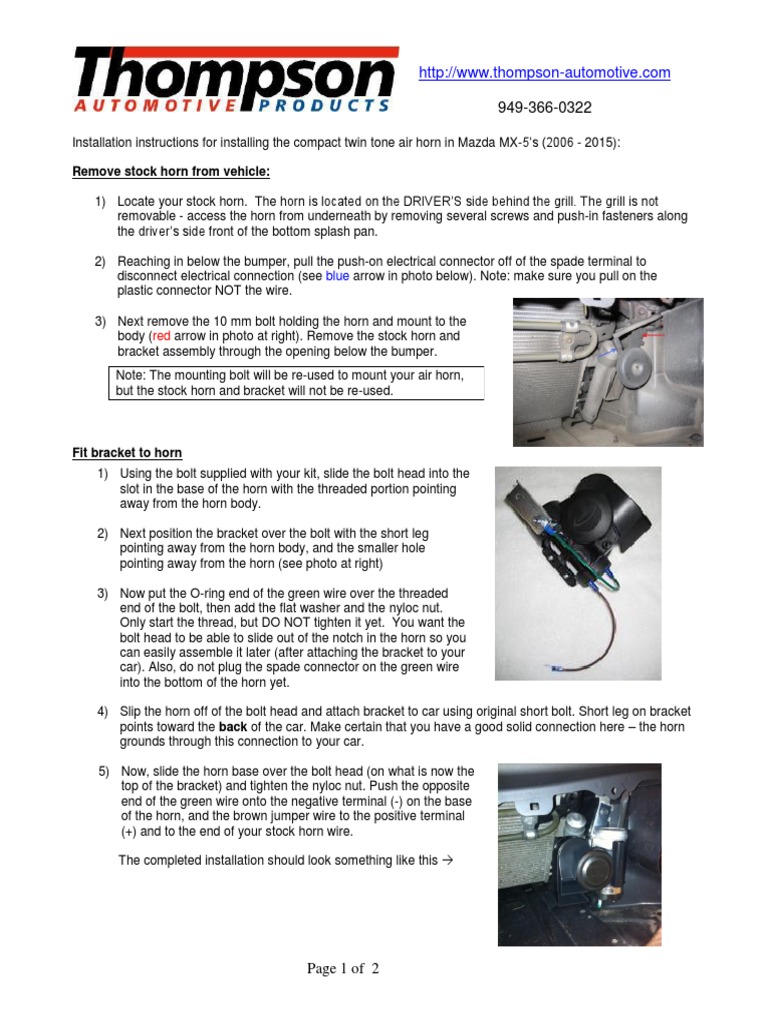 Remove Stock Horn From Vehicle PDF Screw Electrical Connector