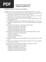 Electronics III (Spring 2019) Midterm Examination (I)