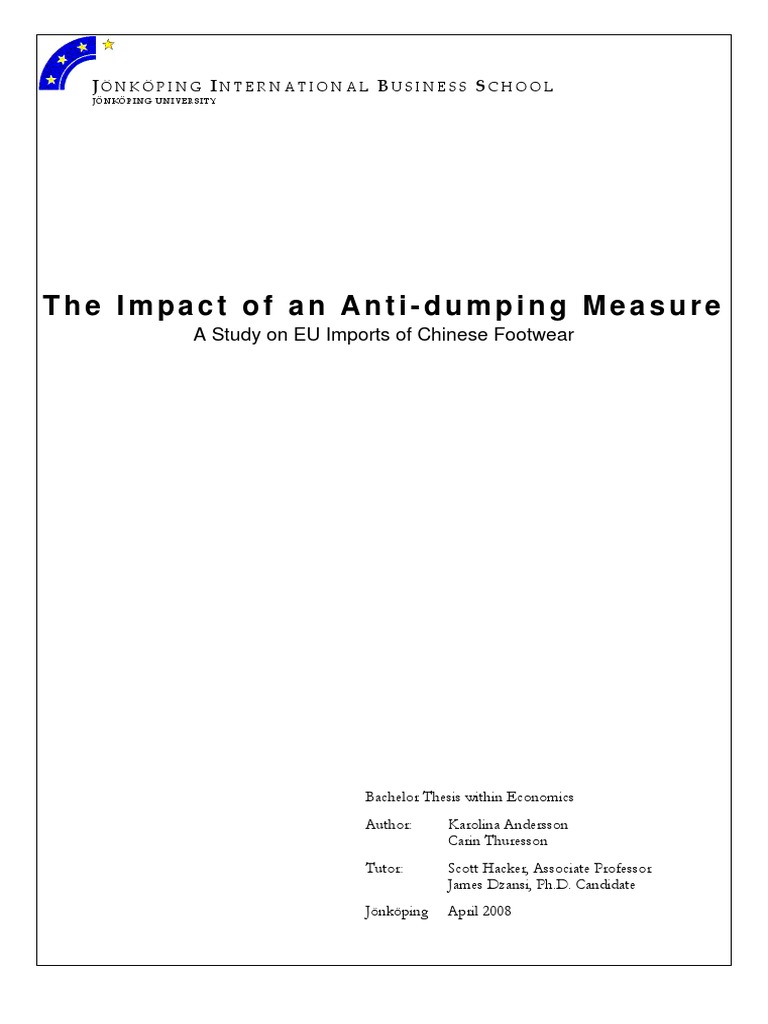 The Impact of An Anti-Dumping Measure: J I B S | PDF | Dumping (Pricing ...