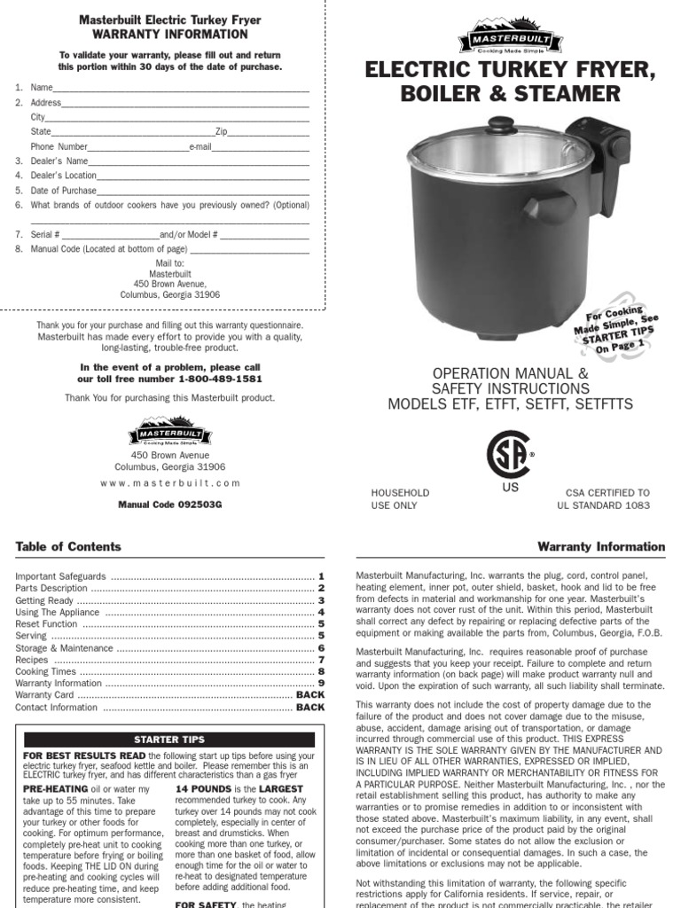 Mastering the Masterbuilt An Instruction Manual for Safe and Effective