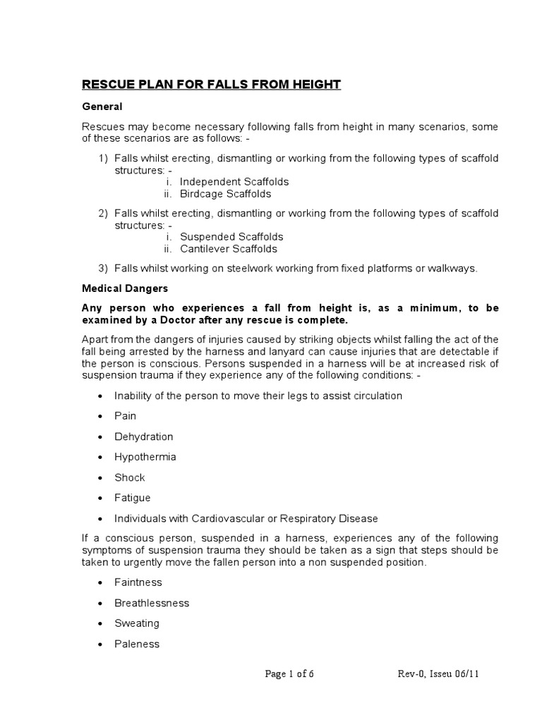 Scaffold Fall Rescue Plan Guidelines | PDF | Physiology | Clinical Medicine