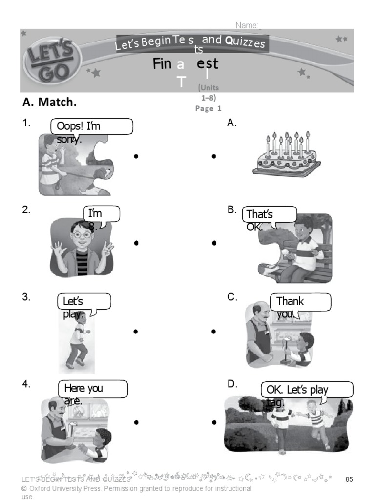 Final Test Beginner Let Go Unit 1 8 | PDF