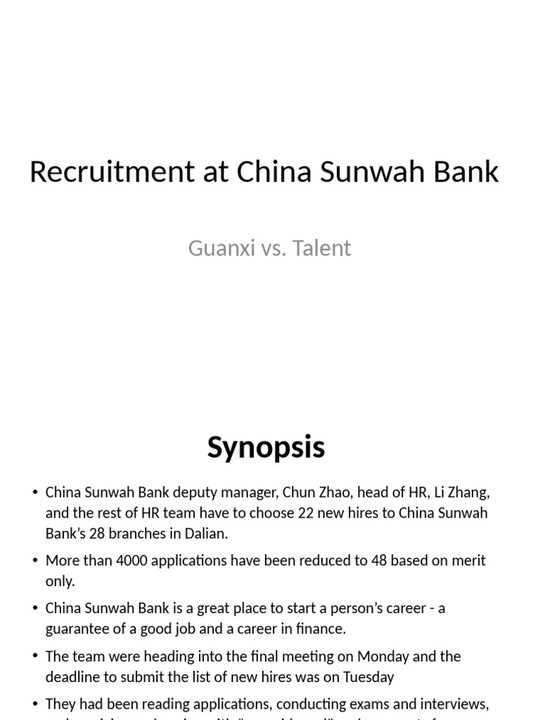 Hiring at Sunwah Bank China Case Reference | PDF | China | World Politics