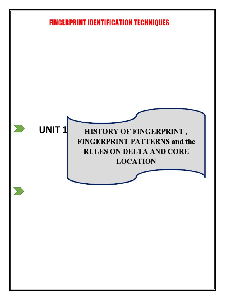 Unit 1 Fingerprint Identification Techniques PDF Fingerprint