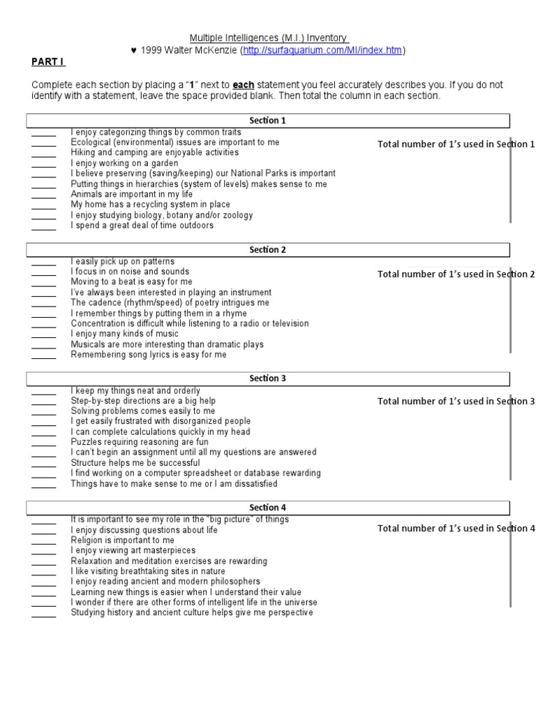 Multiple intelligences inventory pdf learning styles learning