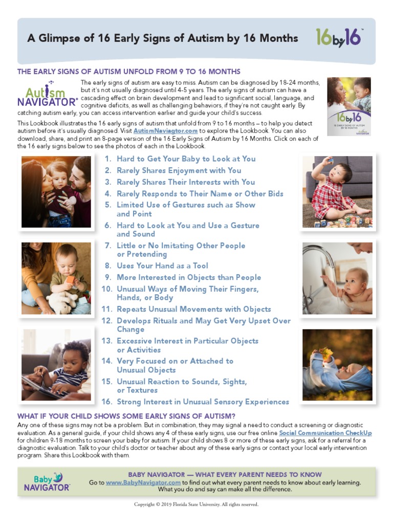 16 Early Signs of Autism by 16 Months Glimpse | PDF | Autism ...