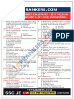 SSC Junior Engineer Exam Paper - 2017 "Held On 22 Jan 2018" Morning Shift (Civil Engineering)