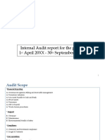 Internal Audit Report For The Period 1 April 20XX - 30 September 20XX