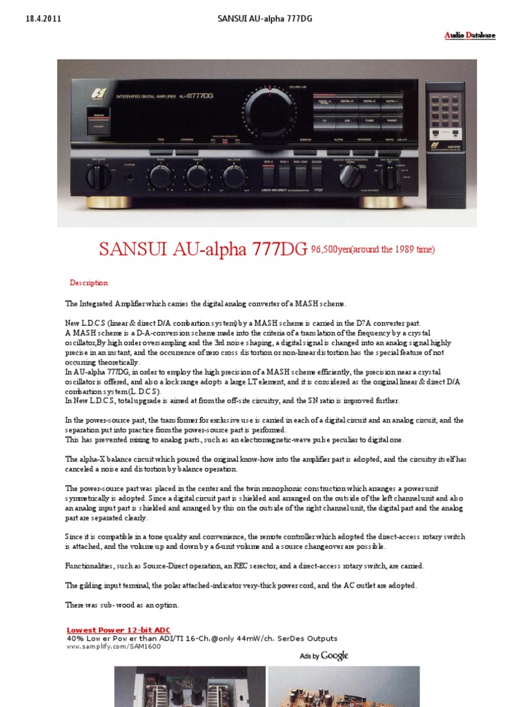 Sansui Au-Alpha 777dg | PDF | Distortion | Amplifier