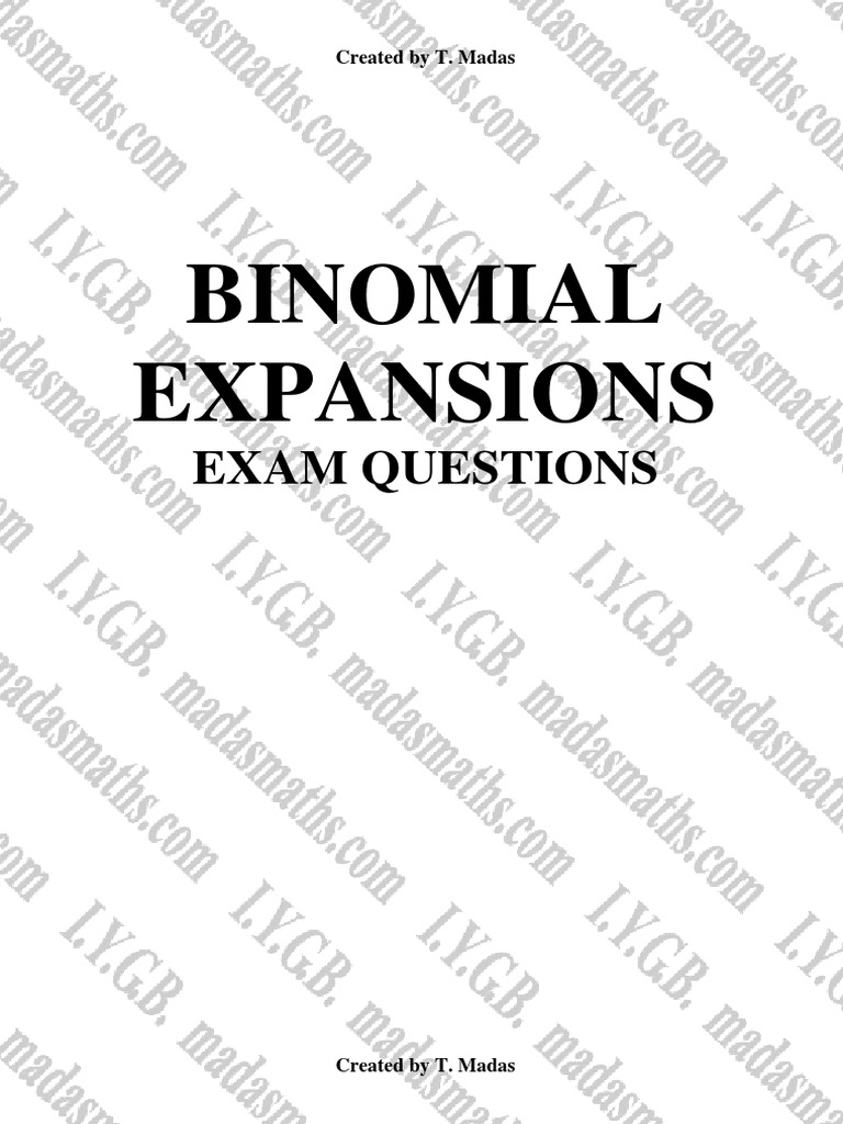 Binomial Expansion Exam Questions | PDF | Equations | Mathematics Of ...