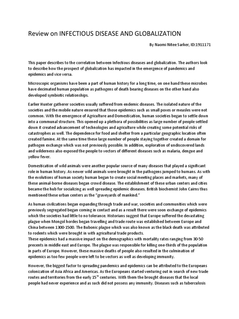 Globalization's Impact on Epidemics | PDF | Public Health | Infection