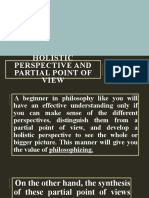 Holistic vs Partial Perspectives in Philosophy