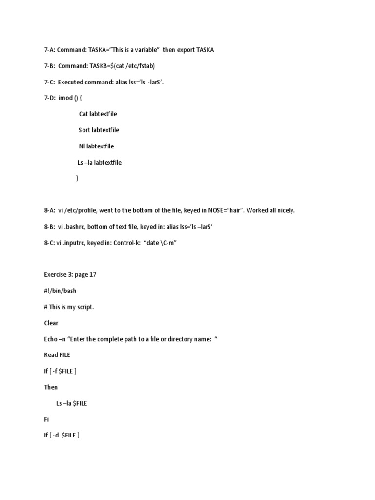 Bash Scripting Commands and Examples | PDF