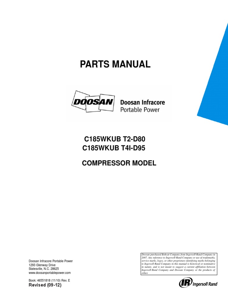 Parts Manual C185WKUB T2D80 C185WKUB T4ID95 Compressor Model PDF