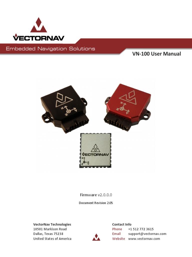 Vectornav VN100 User Manual PDF Attitude Control Gyroscope