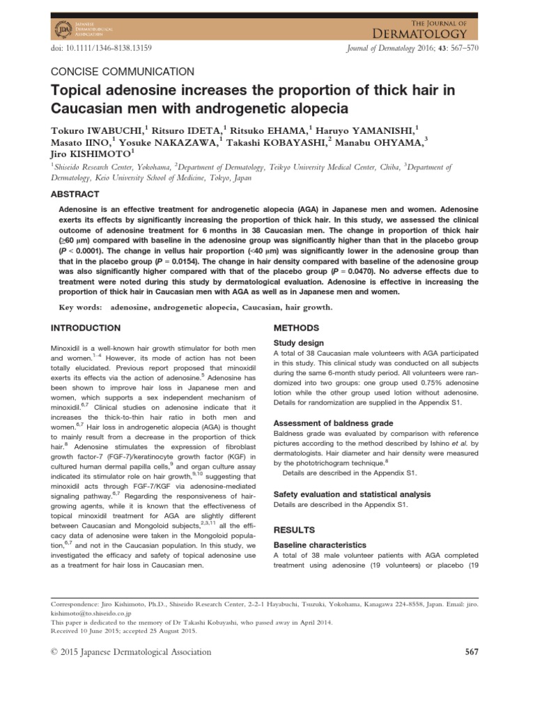 Adenosine Alopecia Iwabuchi2015 PDF Hair Loss