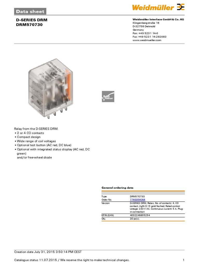 Data Sheet: D-Series DRM DRM570730 | PDF | Alternating Current ...