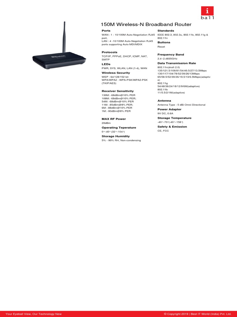 150M Wireless-N Broadband Router: Ports Standards | PDF | Ieee 802.11 ...