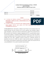 PROVA FINAL - Transferência de Massa - 2021 - I - ERE