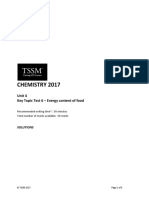 Chemistry 2017 Key Topic Test - Energy Content of Food