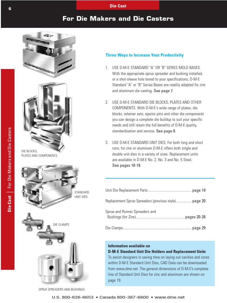 Catalogo Die Cast DME PDF Casting (Metalworking) Manufactured Goods