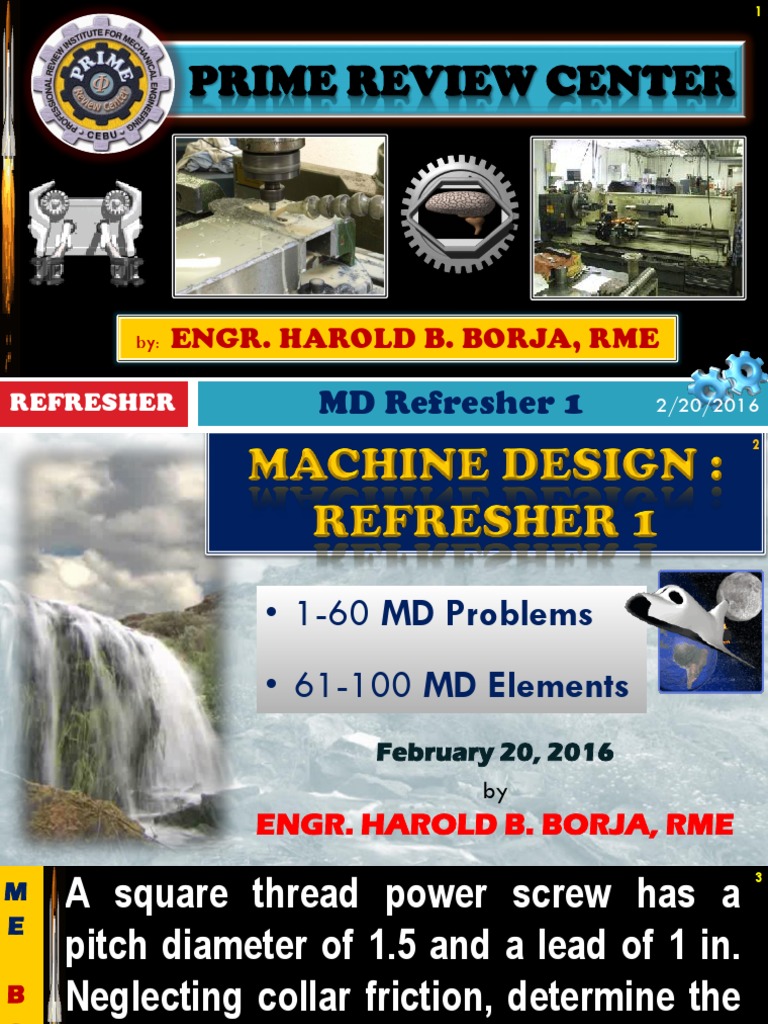 MD Refresher 1 Notes Final | PDF | Gear | Belt (Mechanical)