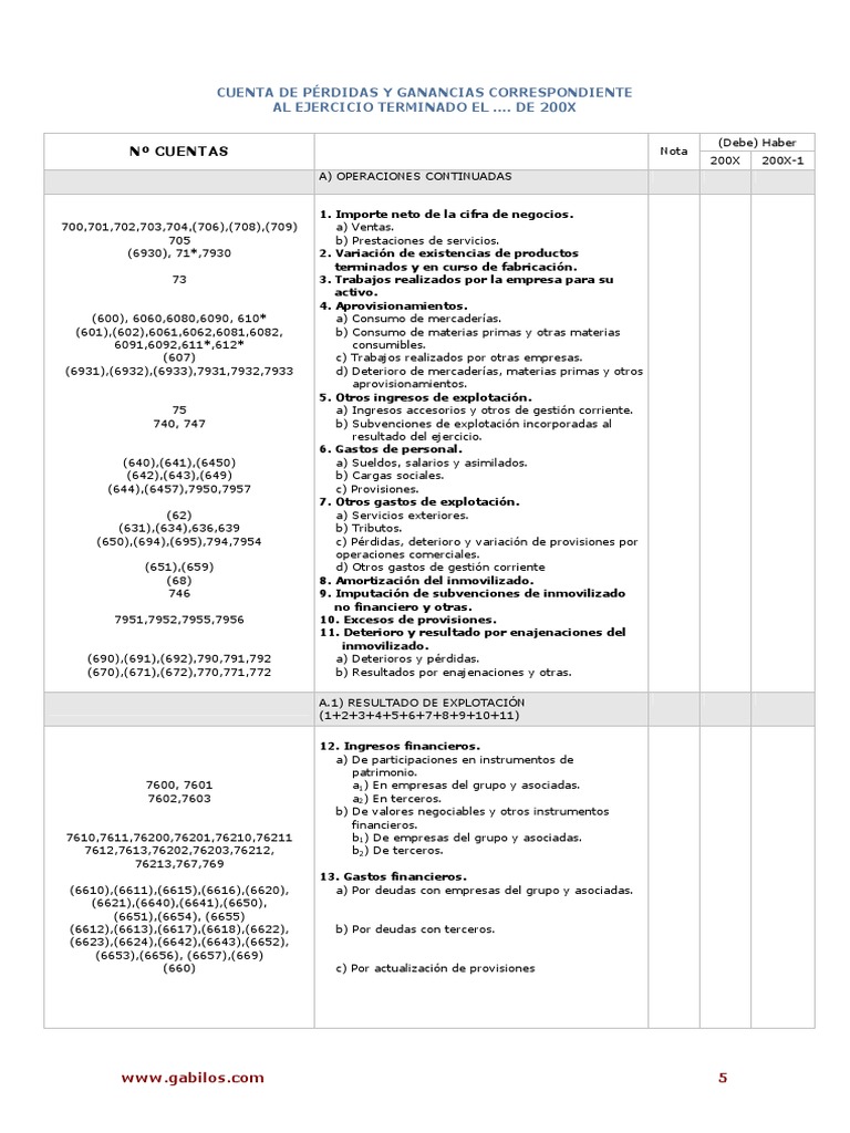 Cuenta de PyG | PDF | Contabilidad | Servicios financieros