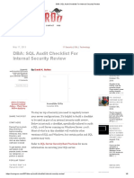 DBA - SQL Audit Checklist For Internal Security Review