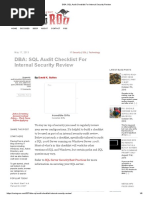 DBA - SQL Audit Checklist For Internal Security Review