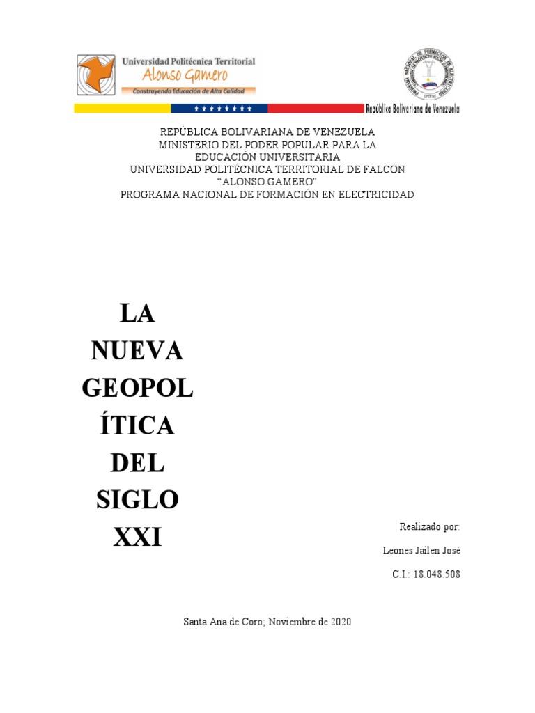 La Nueva Geopolitica Del Siglo Xxi | PDF | Venezuela | Petróleo