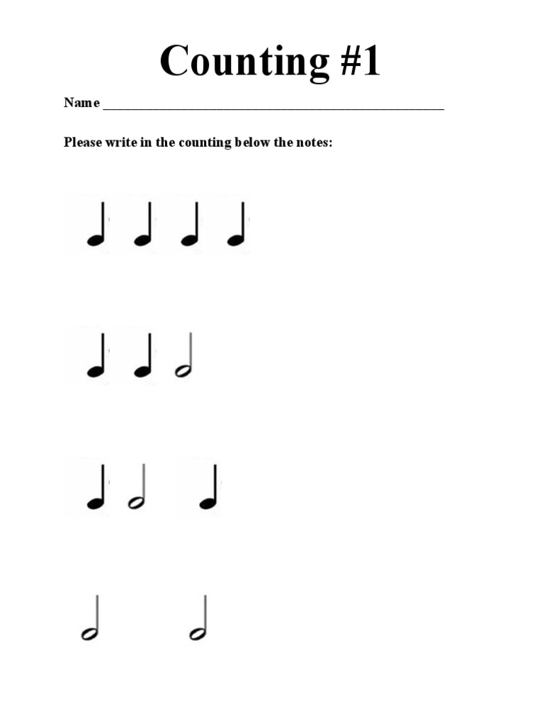 Counting #1: Name - Please Write in The Counting Below The Notes | PDF
