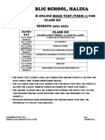 Dav Public School, Haldia: Date Sheet For Online Mock Test (Term 1) For Class Xii SESSION: 2021-2022 Class Xii