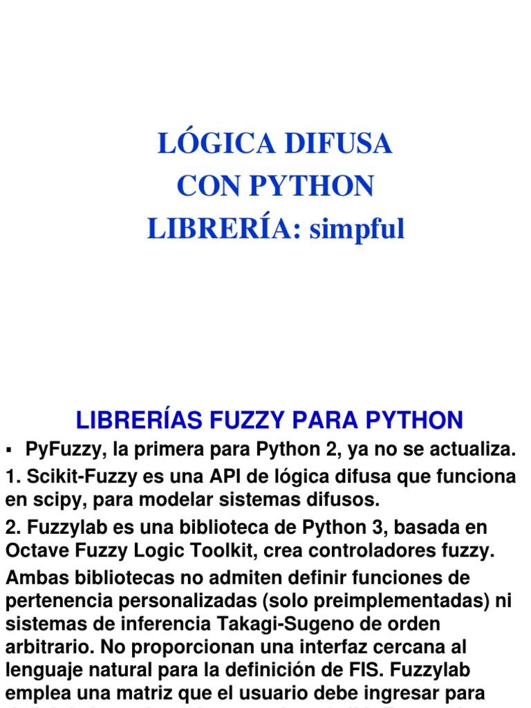 Lógica Difusa en Python con simpful | PDF | Lógica difusa | Python ...