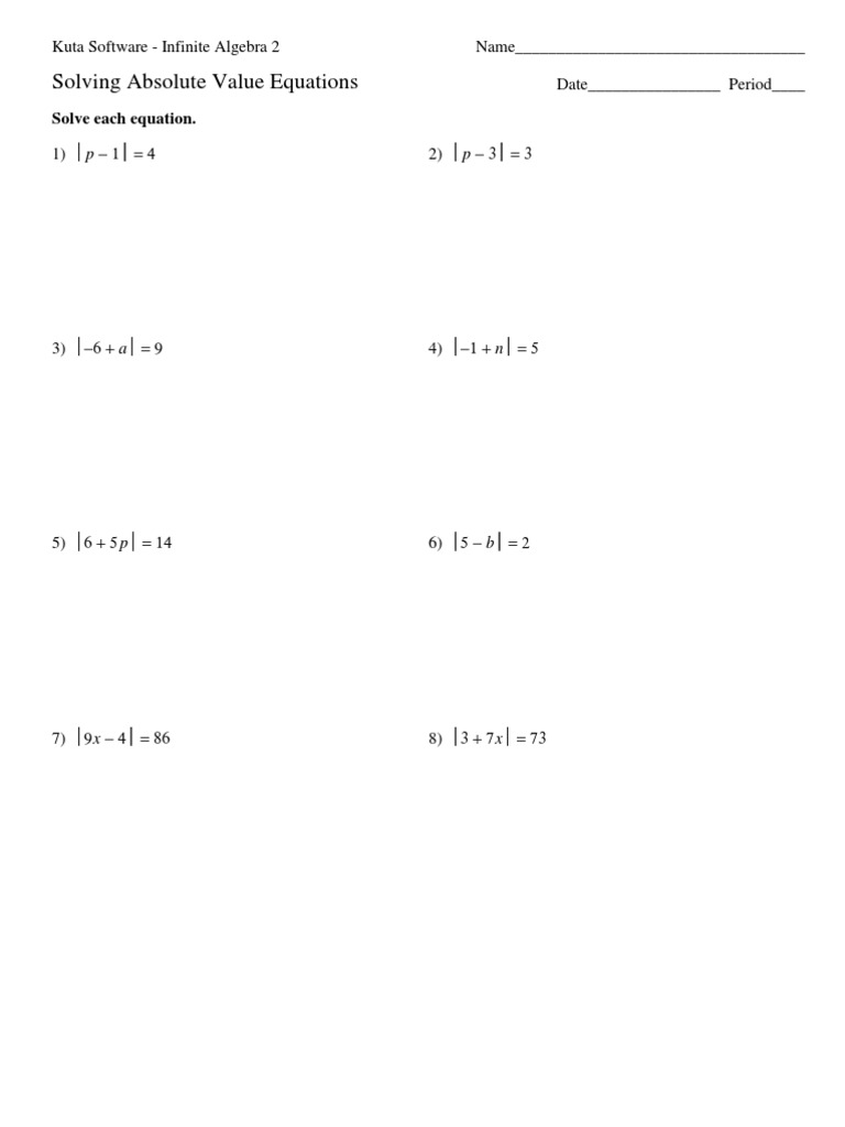 Solving Absolute Value Equations  PDF  Equations  Mathematical Intended For Solving Absolute Value Equations Worksheet