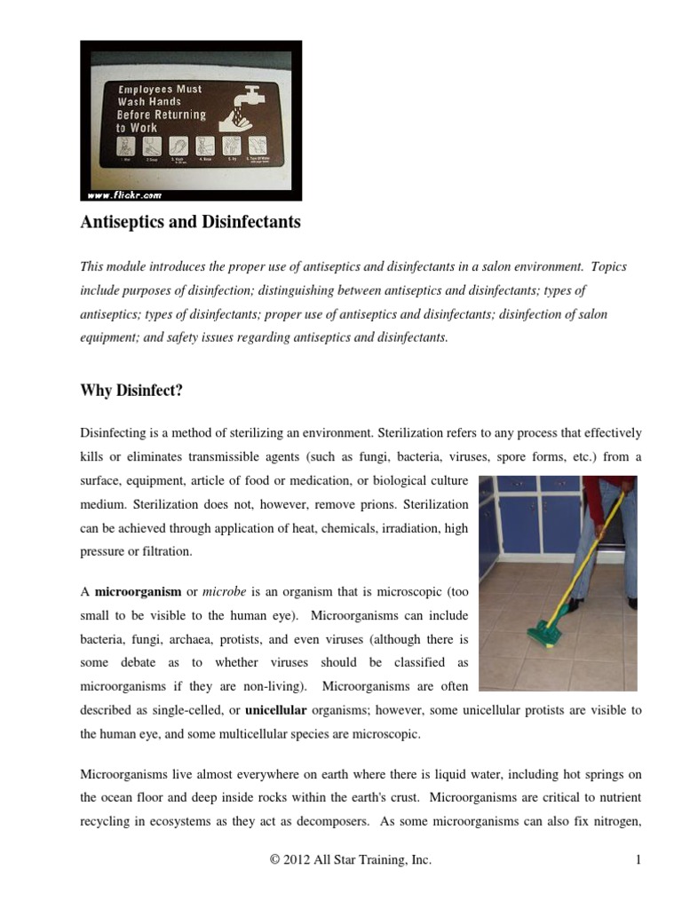 Antiseptics and Disinfectants Revised Course3 PDF Disinfectant