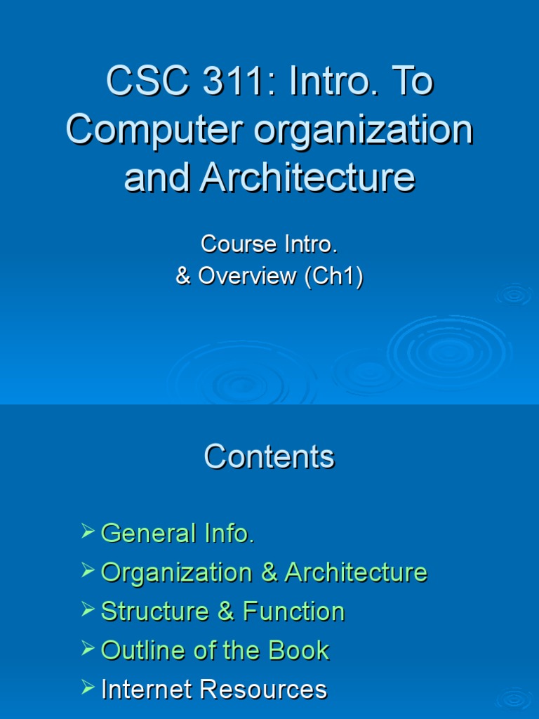 Introduction to CSC 311: Computer Organization and Architecture Course ...