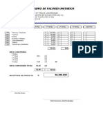 Cuadro de Valores Unitarios Centro