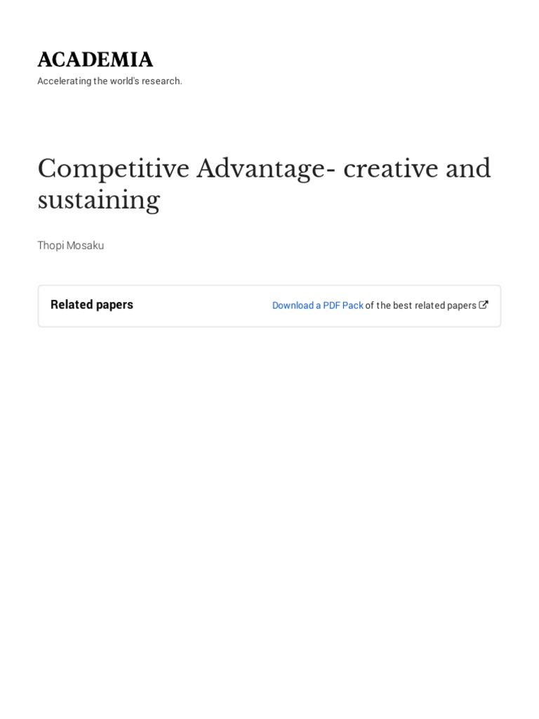 Competitive Advantage Creative And Sustaining With Cover Page V2 Pdf