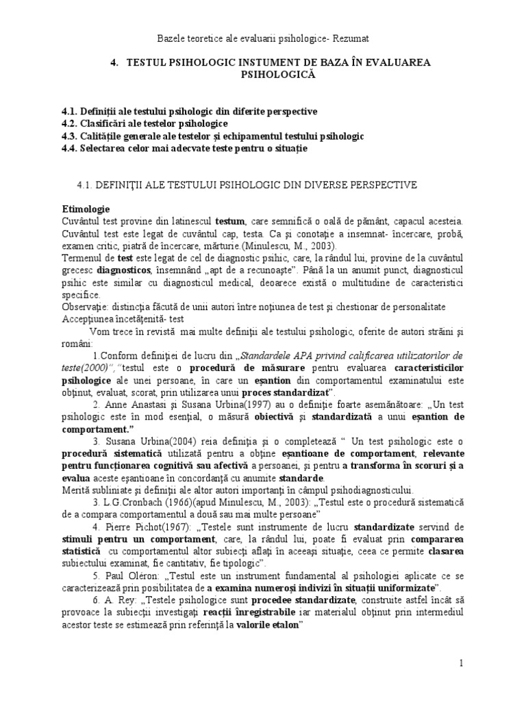 Capitolul IV Testul Psihologic Instument de Baza in Evaluarea ...